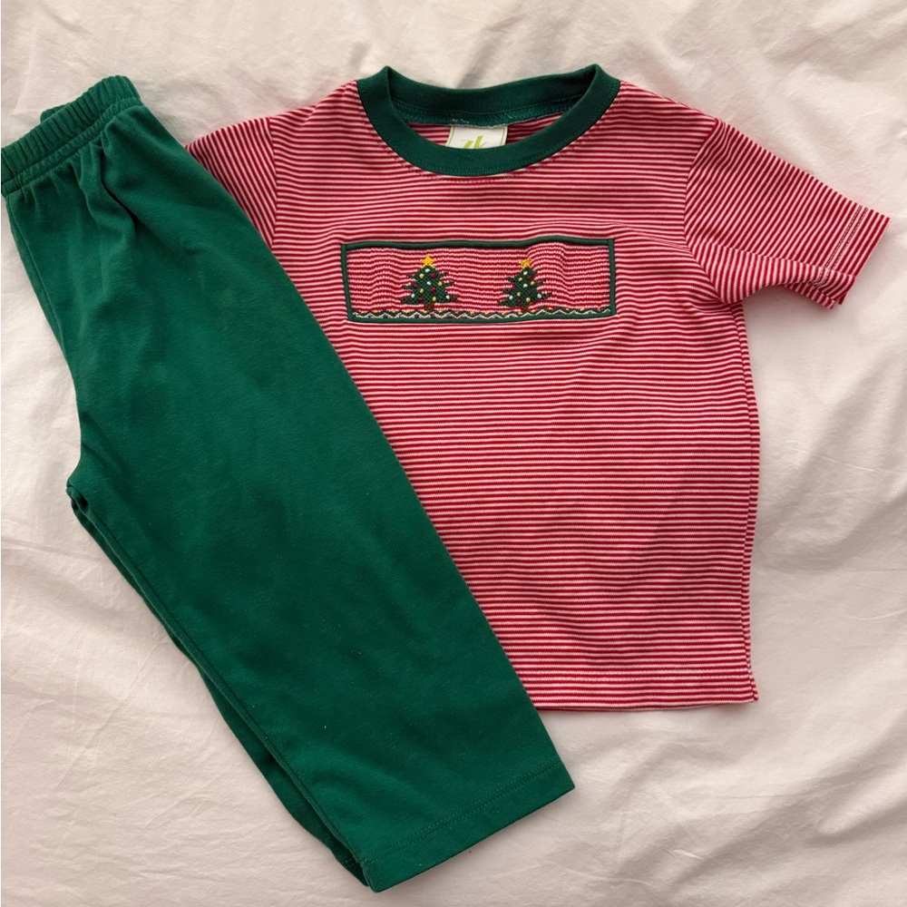 Toddler Boy Smocked Christmas Pant Set